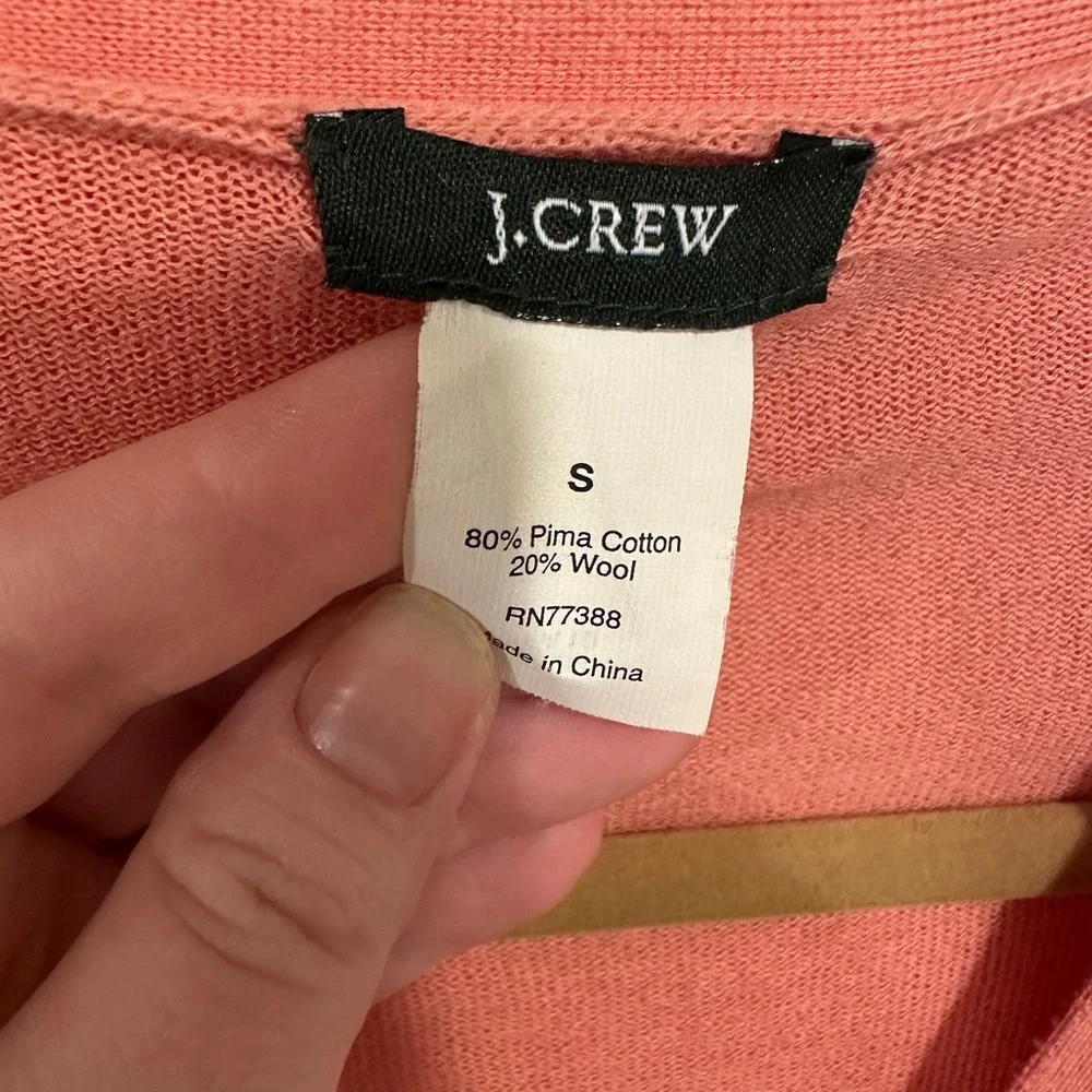 J. Crew Coral Ruffle V-Neck Cardigan